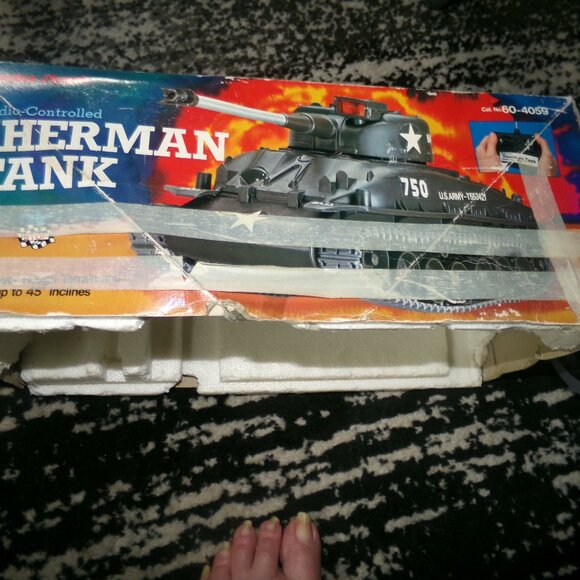 vintage radio shack remote control Sherman tank. Toy. works.